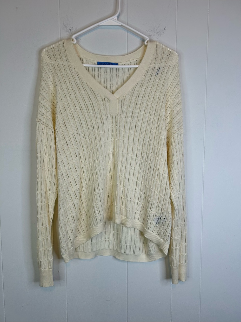 J McLaughlin Women’s Size Medium Open Knit Pullover Sweater Cream 346